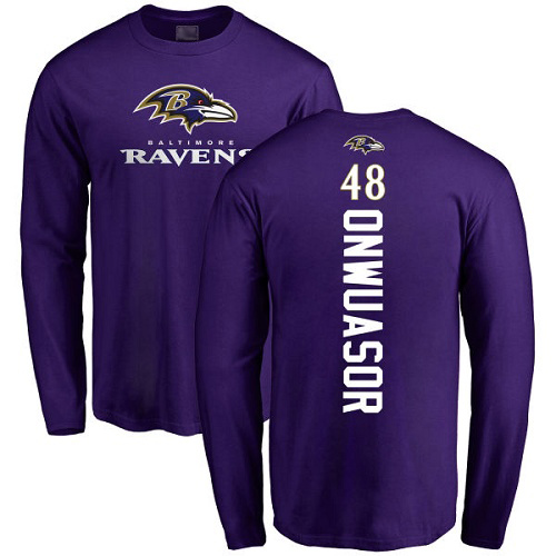 Men Baltimore Ravens Purple Patrick Onwuasor Backer NFL Football #48 Long Sleeve T Shirt